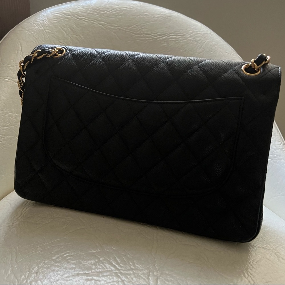 CHANEL Jumbo Double Flap Bag Black Caviar Leather 30 Cm - Picture 4 of 4